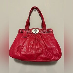 Coach 13924 Large Leather Garnet Bag Dark Berry Color